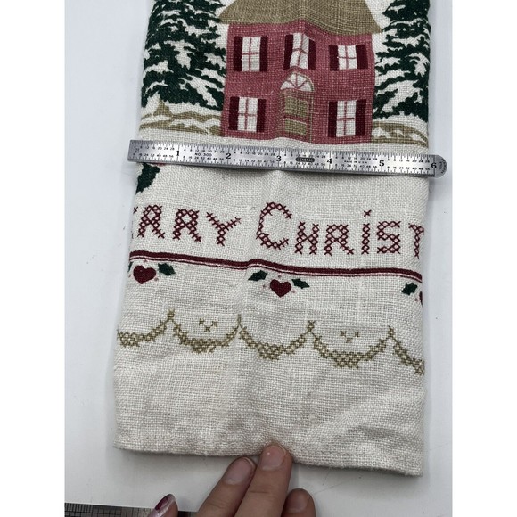 Vintage Holiday Christmas Colonial Stamped Cross Stitch Napkins 25 x 16" Rustic - Picture 5 of 5